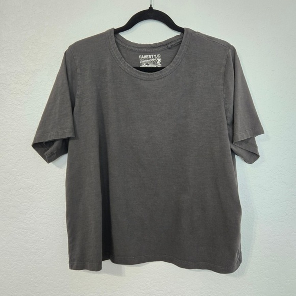 FAHERTY Sunwashed Organic Cotton‎ T Shirt Tee Charcoal Gray XL